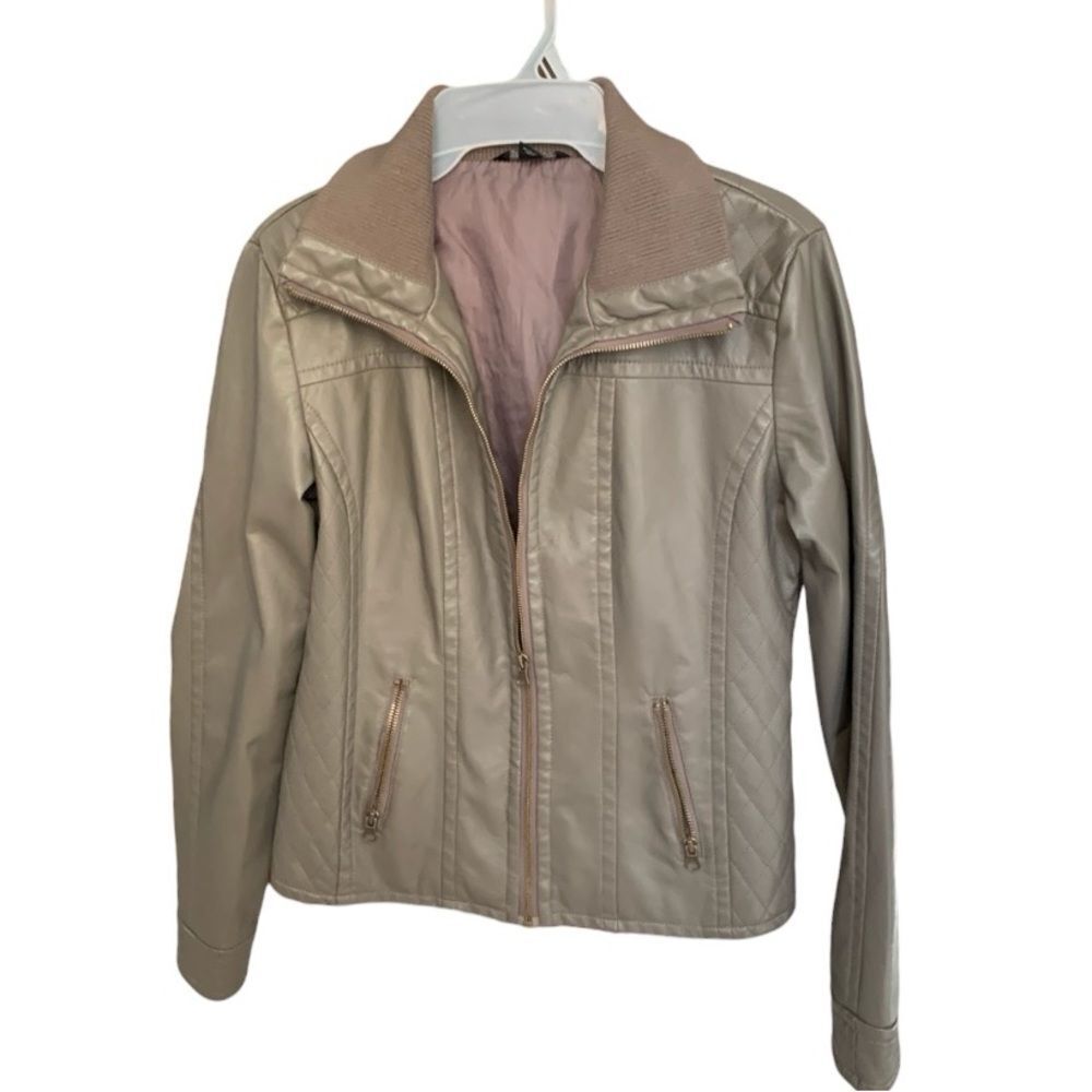 George Women’s Faux Leather Charcoal Grey Lightweight Biker Jacket Gray Small